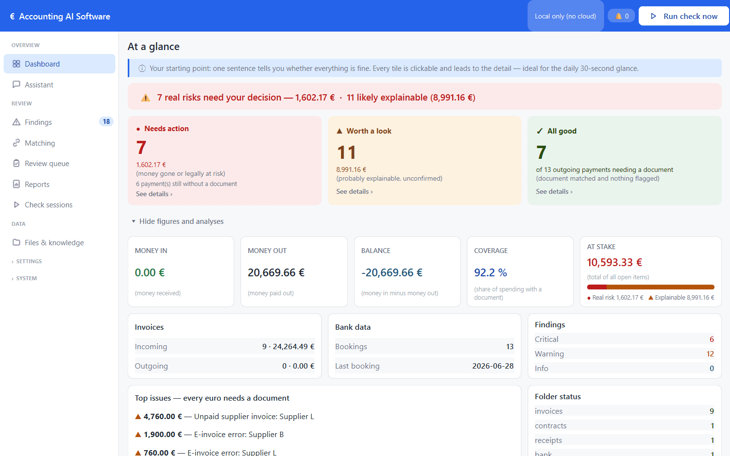 Accounting AI software — every payment matched, every missing receipt chased